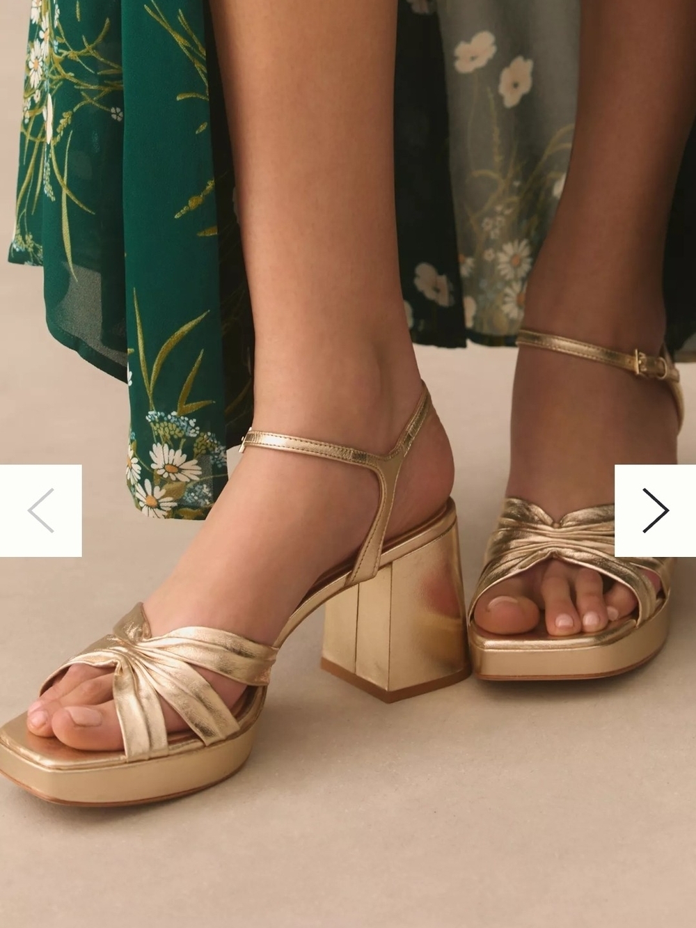 Anthropologie Gold Metallic Knotted Platform Sandals